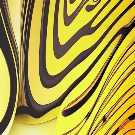 Abstract yellow and black curved lines art on Craiyon