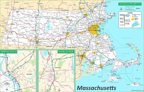 Massachusetts Road Map - Ontheworldmap.com