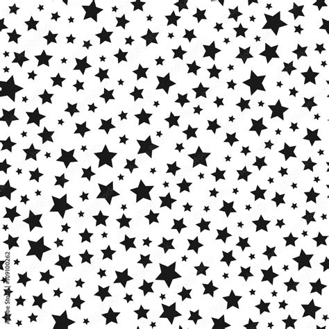 Stars vector seamless background. Vector space star pattern, black stars on white background ...