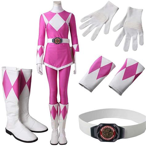 Women Mighty Morphin Power Rangers Costume Pink Ranger Costume Jumpsui – ACcosplay