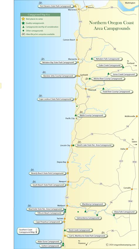 Oregon Coast Campgrounds Map - Map Of Counties Around London