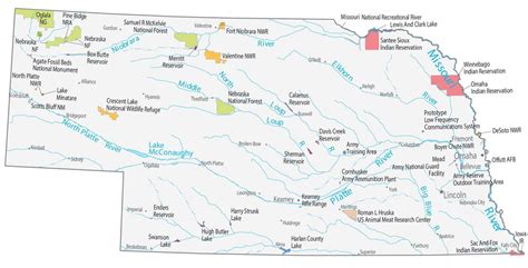 Nebraska Lakes and Rivers Map - GIS Geography