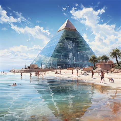 Premium AI Image | futuristic pyramids illustration