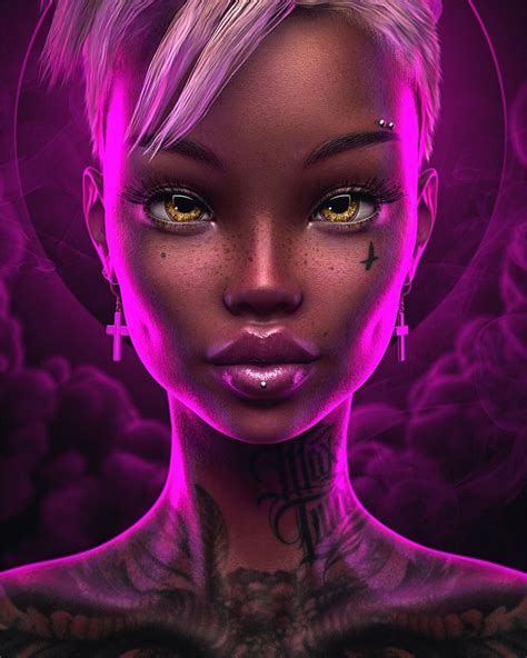 Menelwena2 Black Love Art, Pink Black, Foto Fantasy, Fantasy Girl, Digital Portrait Art, Digital ...