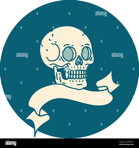 tattoo style icon with banner of a skull Stock Vector Image & Art - Alamy