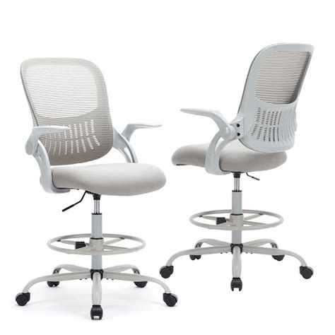 ZUNMOS Drafting Chair, Tall Office Chair with Lumbar Support, Mid Back ...