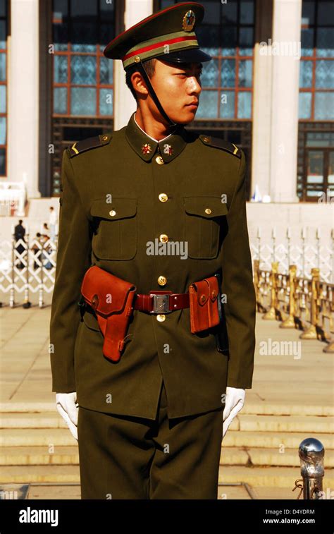 China, Beijing, Chinese guard in military uniform with a gun holster in his belt Stock Photo - Alamy