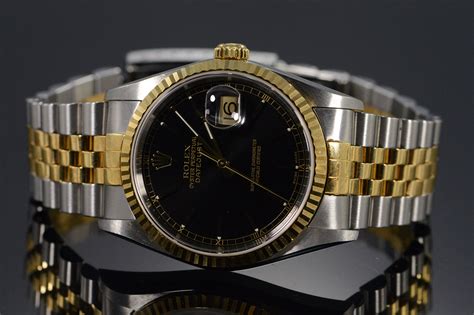 Rolex Black Face Oyster Perpetual Datejust 18K 16233 Watch - No more reserve | Property Room