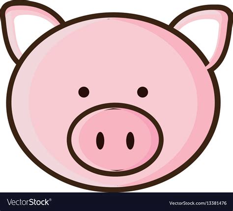 Colorful picture face cute pig animal Royalty Free Vector