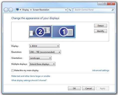 Extend Display in Dual Monitor Computer