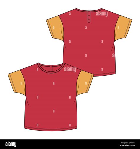 Two tone Red, Yellow color Short sleeve T- shirt dress design template ...