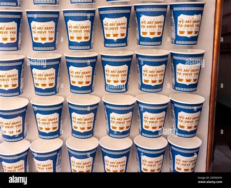 coffee shop window display in New York City USA Stock Photo - Alamy