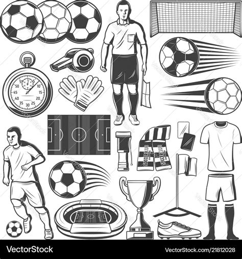 Football or soccer sport equipment symbols Vector Image