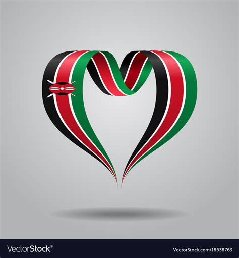 Kenyan flag heart-shaped ribbon Royalty Free Vector Image