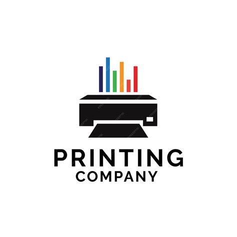 Premium Vector | Printing company logo design with printer graphics and colorful chart lines ...