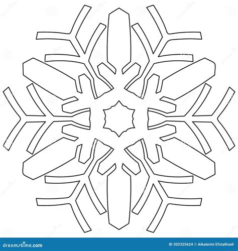 Abstract Mandala Snowflake Line Art Design for Coloring Page Stock Vector - Illustration of ...