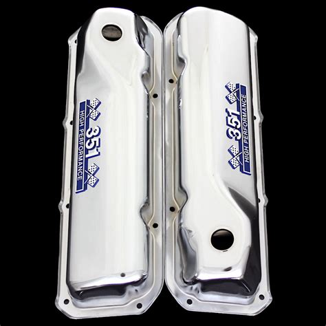 Chrome 351 Cleveland valve covers with 351 emblems Fits Ford 351 C