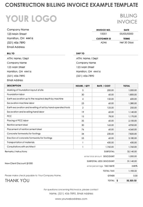 Free Construction Invoice Templates | Smartsheet