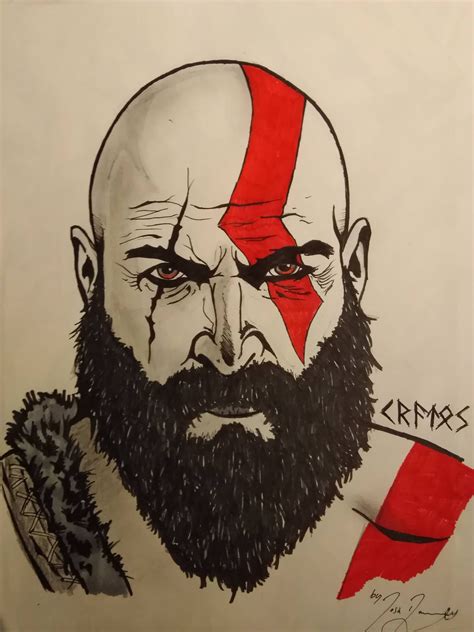 Kratos Desenho De Rosto Realista Kratos Desenho Desenho De Rosto ...