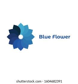 Monochromatic Blue Flower Logo Design Template Stock Vector (Royalty Free) 1604682391 | Shutterstock