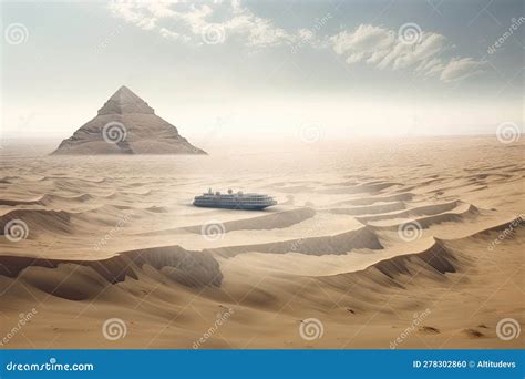 Bizarre Optical Illusion Of A Ship Sailing Through The Desert With Mirage In The Background ...