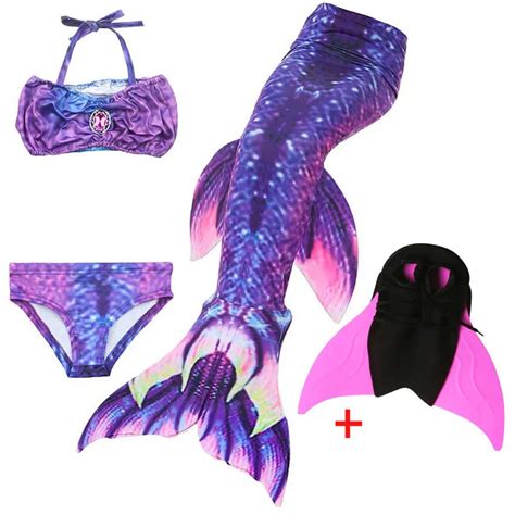 New! 4PCS/set Kids Children Mermaid Tails for Swimming Mermaid tail with Monofin Girls Costumes ...