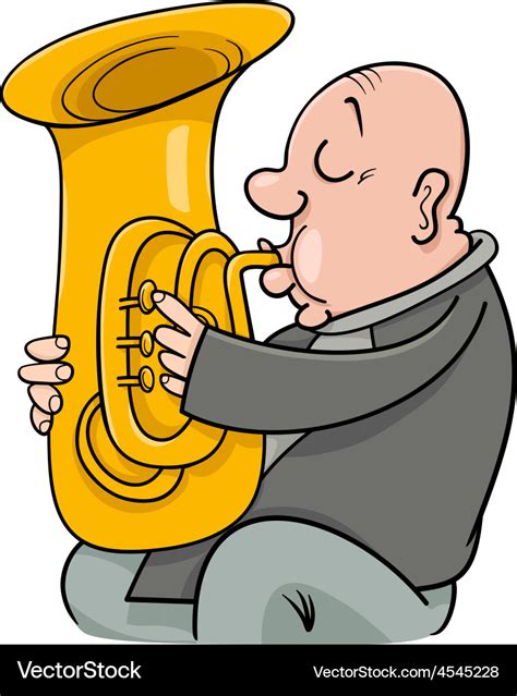 Trumpeter with tuba cartoon Royalty Free Vector Image