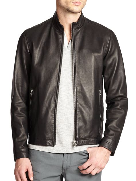 Theory Morveck Leather Bomber Jacket in Black for Men | Lyst