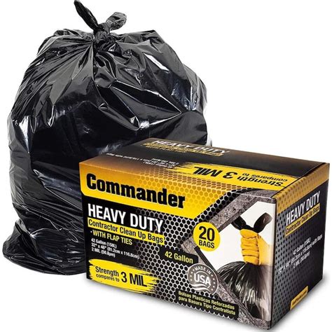 COMMANDER Commander 42 Gallon 2 MIL Black Heavy Duty Trash Bags - 32" x 46" - Pack of 20 - For ...