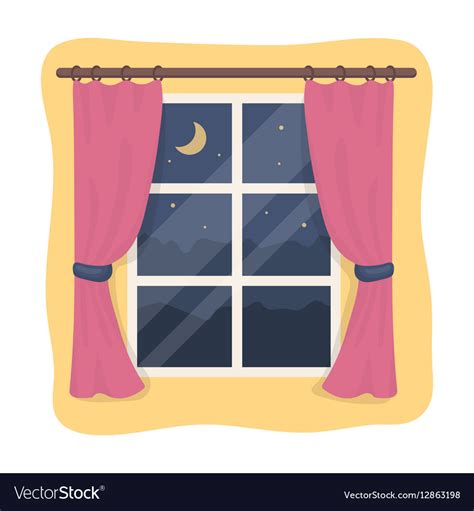 Night out the window icon in cartoon style Vector Image