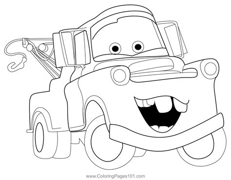 Tow Mater Cars Coloring Page for Kids - Free Cars Printable Coloring ...