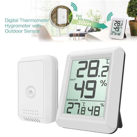 Indoor Outdoor Thermometer Wireless with Humidity Gauge Weather Station Digital Hygrometer with ...