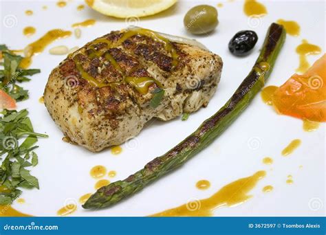 Gastronomic Plate with Chicken Aspargus Parsley Stock Image - Image of meat, lounge: 3672597