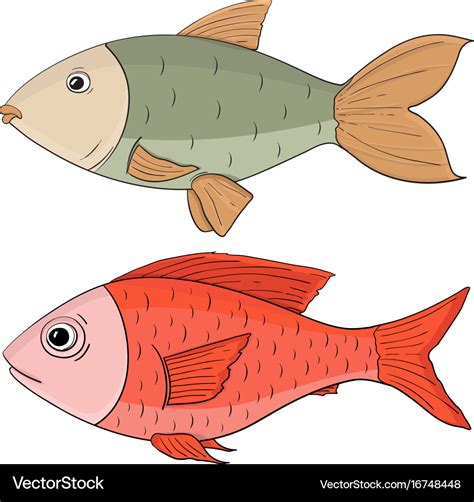 Fish colored hand drawing Royalty Free Vector Image