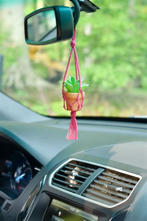 Electronics & Accessories Car rear view mirror plant Macrame Mini plant hanger for your car or ...