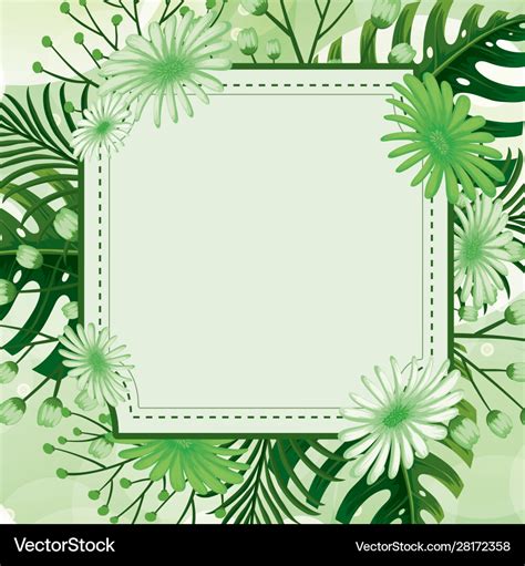 Background design with green leaves and flowers Vector Image