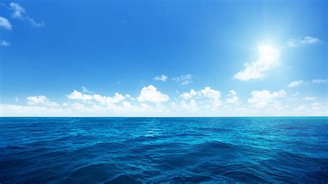 HD wallpaper: Blue sea, sea, blue sky, white clouds, ocean scenery | Wallpaper Flare