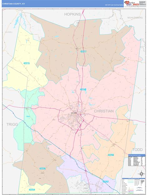 Christian County, KY Wall Map Color Cast Style by MarketMAPS - MapSales.com