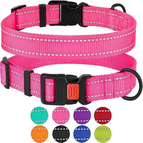 Reflective Dog Collar Safety Nylon Collars for Small Dogs Puppy with Buckle, Pink - Walmart.com ...