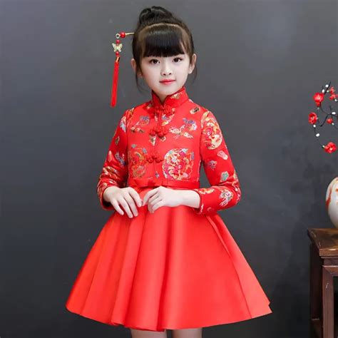 2018 Chinese Style Children Girls Winter Autumn Dress Kids Baby Tang ...