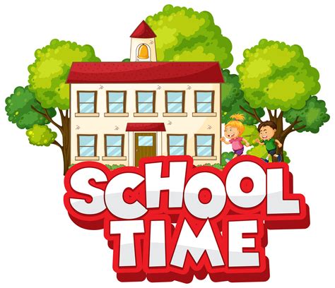 Word school time with happy kids 1211378 Vector Art at Vecteezy