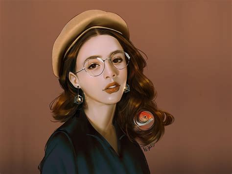 Girl, brown, art, fantasy, peter xiao, portrait, face, hat HD wallpaper | Pxfuel