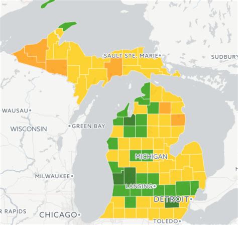 Population Map Of Michigan - Tourist Map Of English