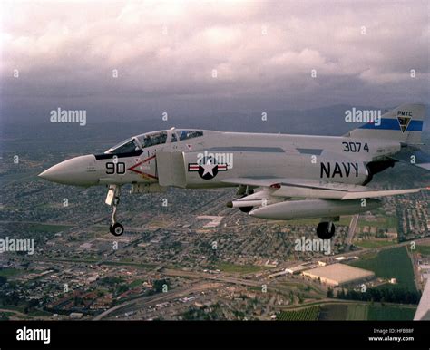 A left side view of an F-4 Phantom II aircraft with advanced medium range air-to-air missiles ...