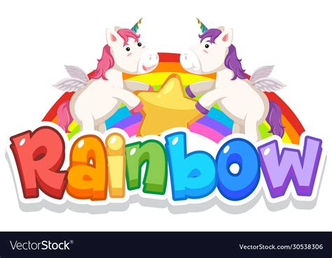 Font design for word rainbow with rainbow Vector Image