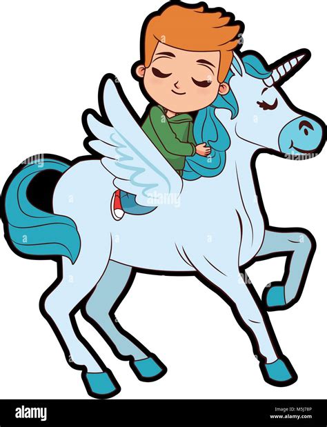 Cute boy on unicorn Stock Vector Image & Art - Alamy