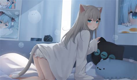 Anime Anime Girls Cat Girl Amashiro Natsuki Nacho Neko In Bed Animal ...