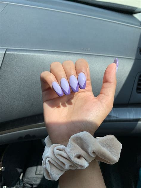 Light purple dip powder nails with dark purple tips | Purple tips, Dip ...