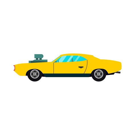 Race car side view yellow vector icon. Modern transportation design ...