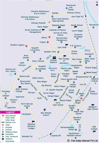 Maps of Bhubaneswar, Political Map of Bhubaneswar, Tourist and Railway